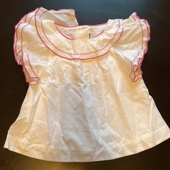 Janie and Jack White Blouse Purple Ruffle 18-24M - Picture 2 of 3